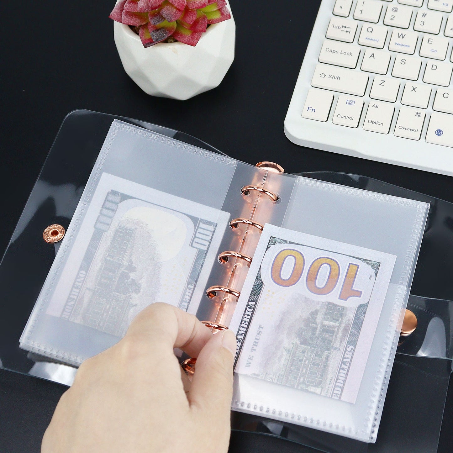 6 Ring Binder Divider | 2 Pockets | A6 A7 | Sticker Organizer | PVC Insert Pocket | Cash Envelope | Budget Book Planner | Banknote Organizer