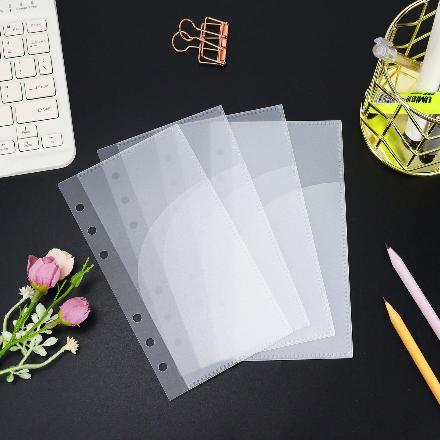 6 Ring Binder Divider | 2 Pockets | A6 A7 | Sticker Organizer | PVC Insert Pocket | Cash Envelope | Budget Book Planner | Banknote Organizer