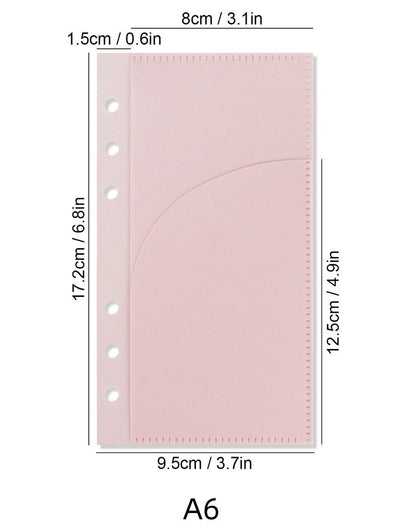 6 Ring Binder Divider | 2 Pockets | A6 A7 | Sticker Organizer | PVC Insert Pocket | Cash Envelope | Budget Book Planner | Banknote Organizer