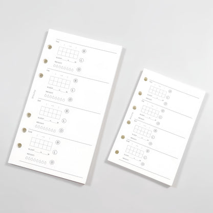 A7 Personal Weekly Health Diet Printed Planner Inserts | 120gsm Paper | 6 Ring Binder Planner Refills | Food Meal Sleep Weight Record