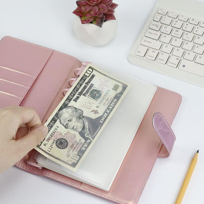 6 Ring Binder Divider | A6 Personal Bilayer Pockets | PVC Insert Pocket | Cash Envelope | Budget Book Planner | Banknote Organizer