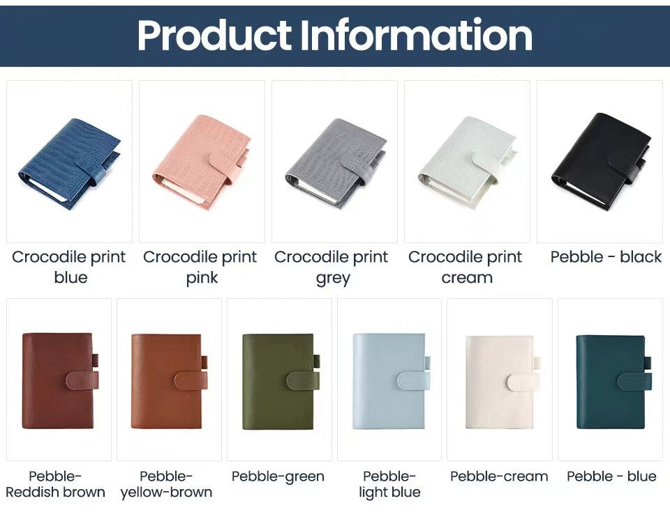 Personal Size Genuine Leather 6 Rings Planner | Notebook Journal Binder Planner | Card Holder Multifunctional Agenda Organizer