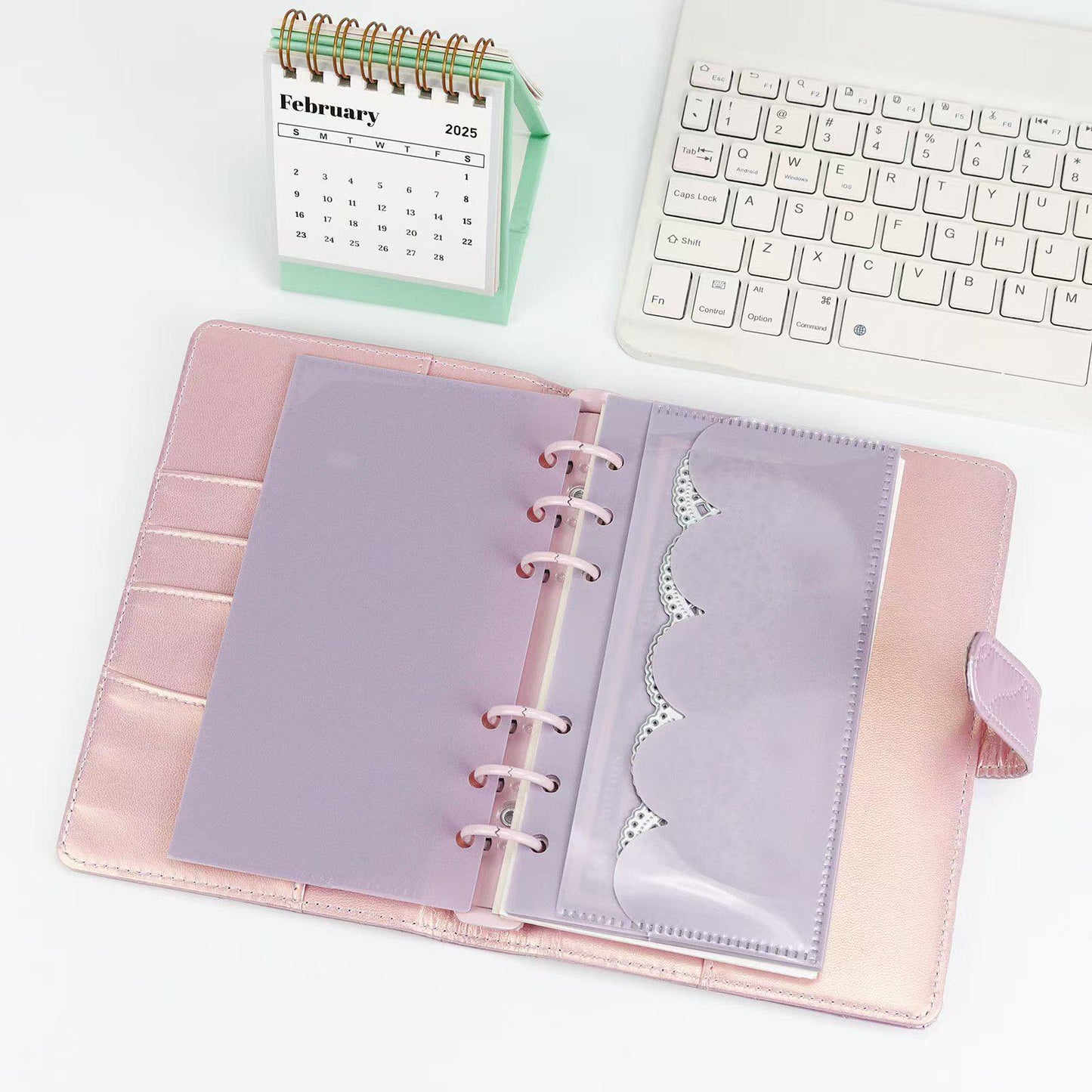 6 Ring Binder Divider | A6 Personal Bilayer Pockets | PVC Insert Pocket | Cash Envelope | Budget Book Planner | Banknote Organizer