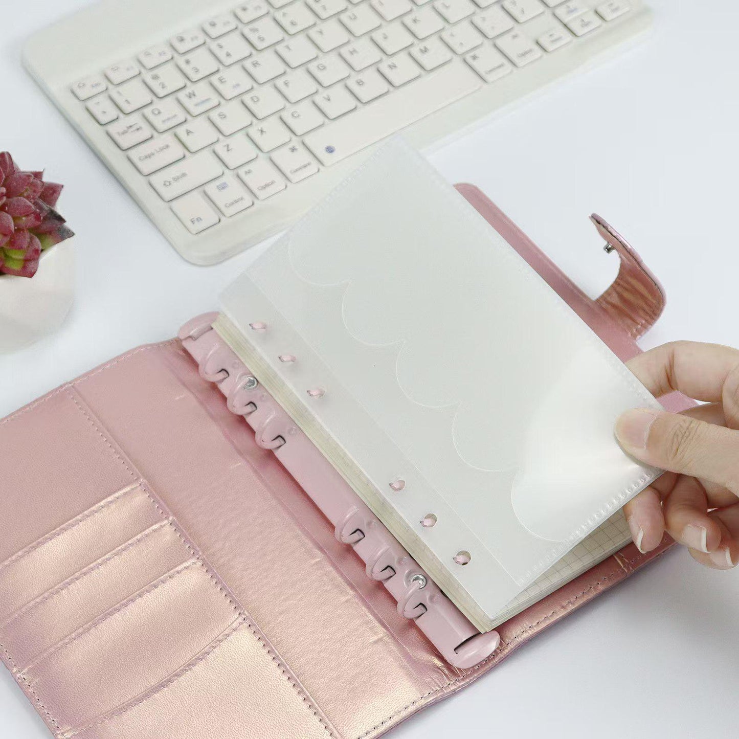 6 Ring Binder Divider | A6 Personal Bilayer Pockets | PVC Insert Pocket | Cash Envelope | Budget Book Planner | Banknote Organizer