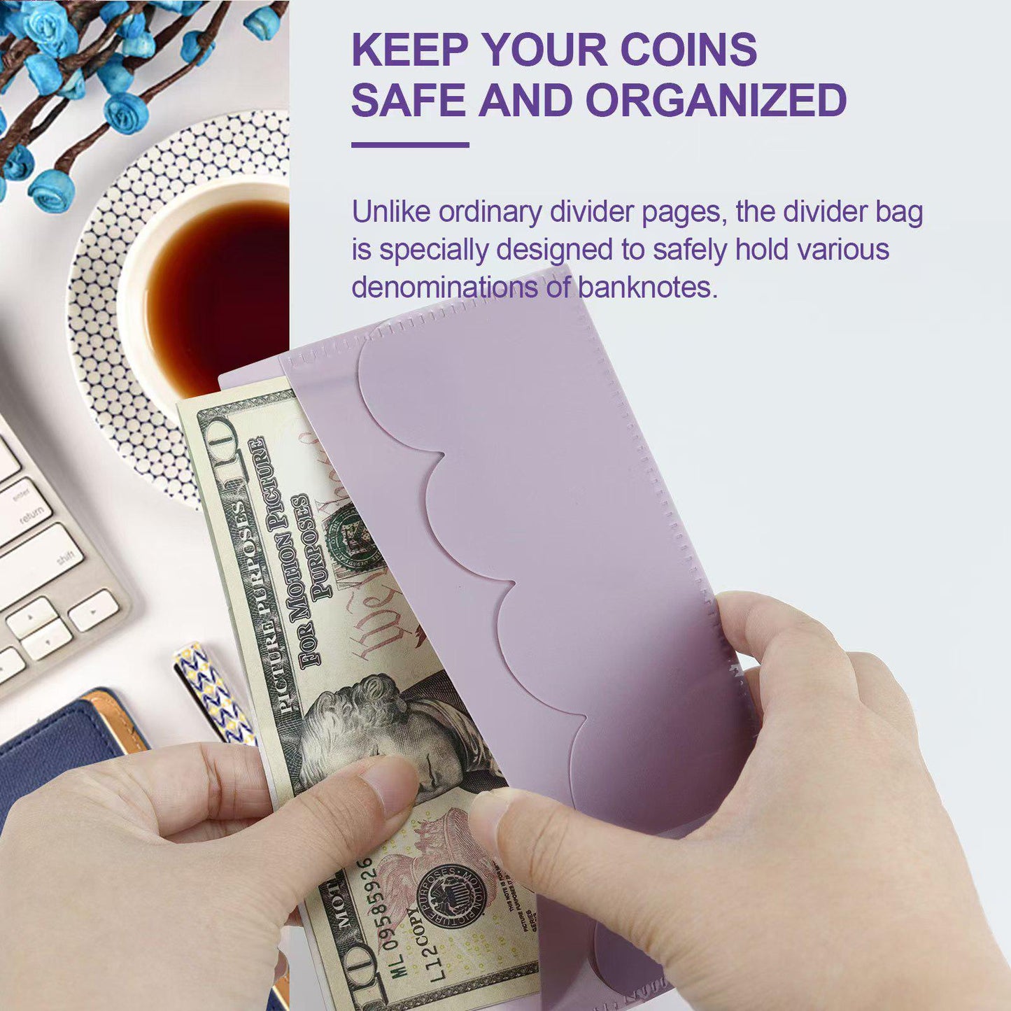 6 Ring Binder Divider | A6 Personal Bilayer Pockets | PVC Insert Pocket | Cash Envelope | Budget Book Planner | Banknote Organizer