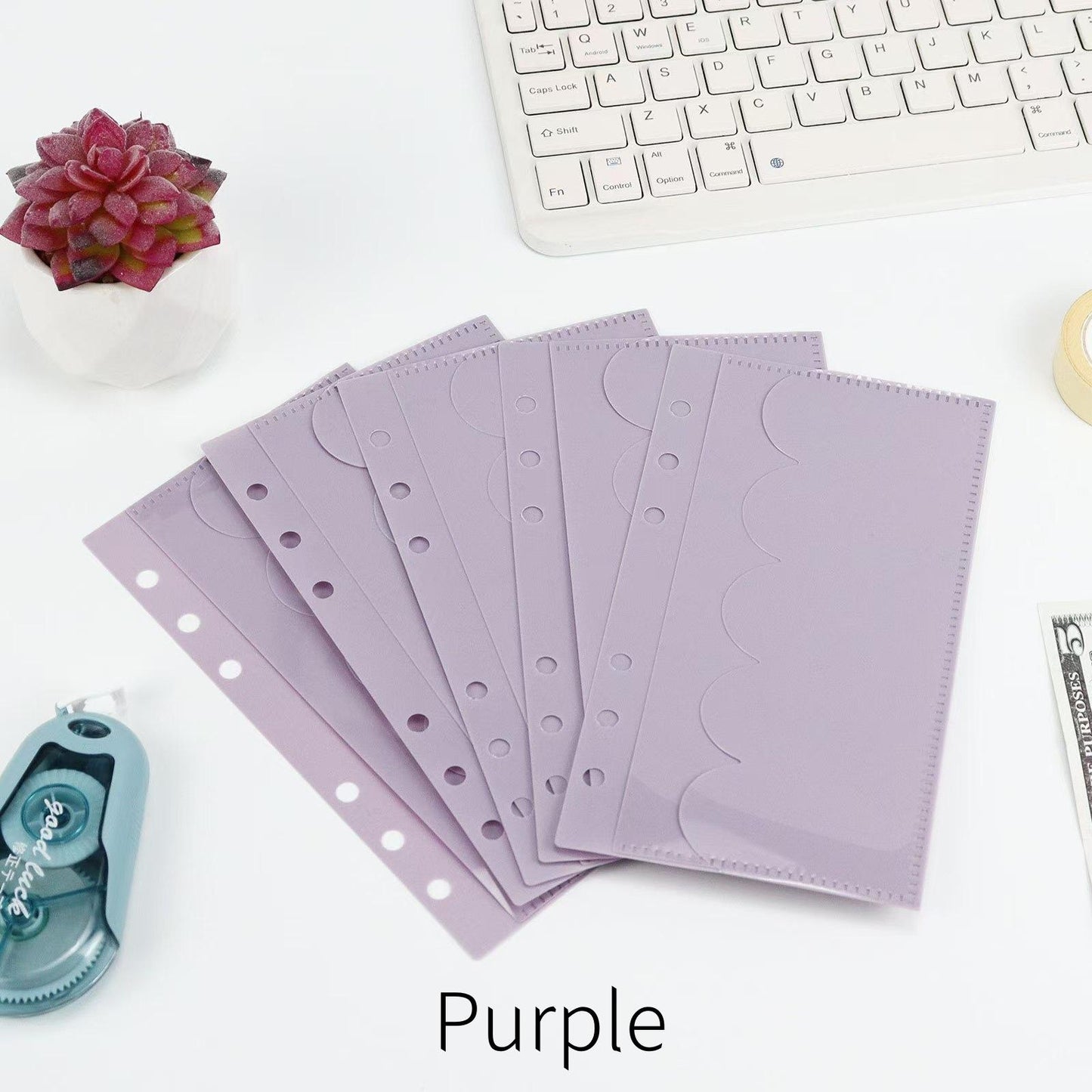 6 Ring Binder Divider | A6 Personal Bilayer Pockets | PVC Insert Pocket | Cash Envelope | Budget Book Planner | Banknote Organizer