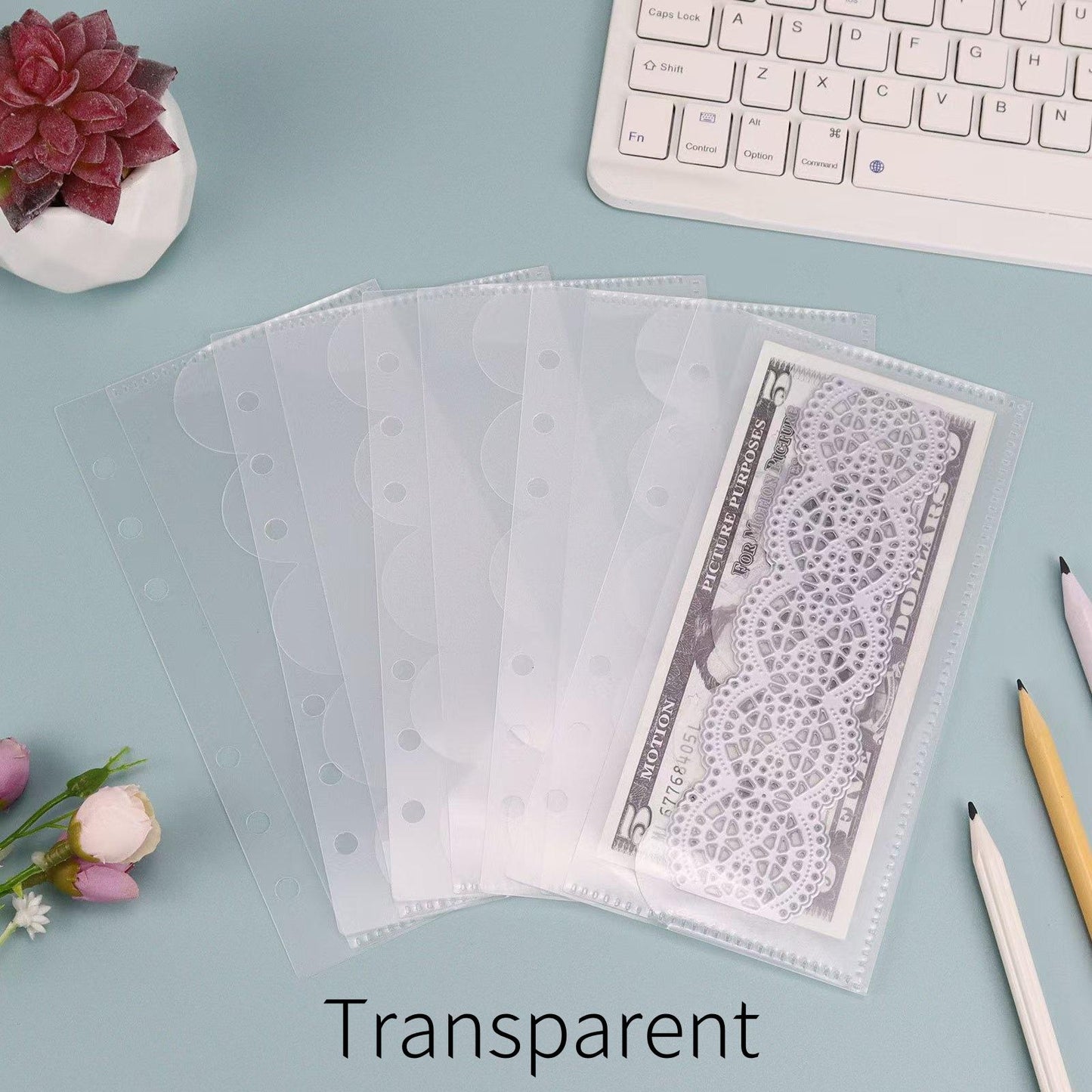 6 Ring Binder Divider | A6 Personal Bilayer Pockets | PVC Insert Pocket | Cash Envelope | Budget Book Planner | Banknote Organizer