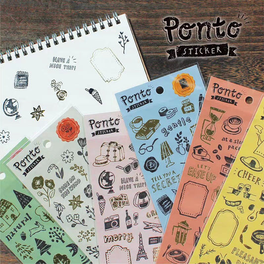 Mind Wave Ponto Japanese Stickers | Gold foil Planner Decorative Stickers | Bujo Junk Journal Collage Scrapbooking Supplies