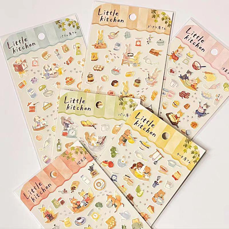Mind Wave Cute Japanese Stickers | Animal Little Kitchen Cooking Cake Food Decorative Stickers | Planner Journal Collage DIY Bujo Supplies