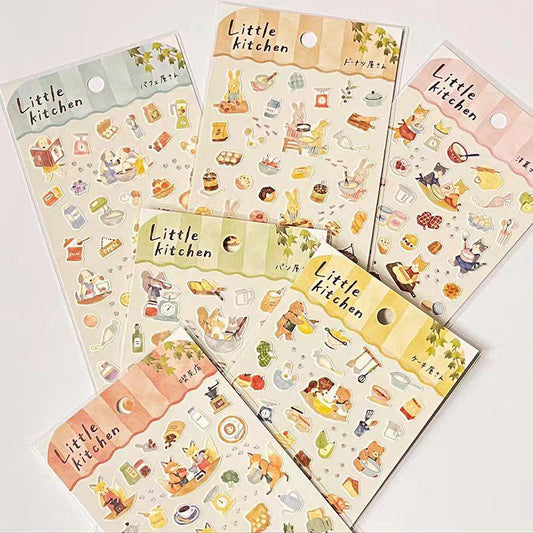 Mind Wave Cute Japanese Stickers | Animal Little Kitchen Cooking Cake Food Decorative Stickers | Planner Journal Collage DIY Bujo Supplies