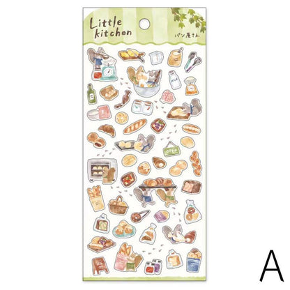 Mind Wave Cute Japanese Stickers | Animal Little Kitchen Cooking Cake Food Decorative Stickers | Planner Journal Collage DIY Bujo Supplies
