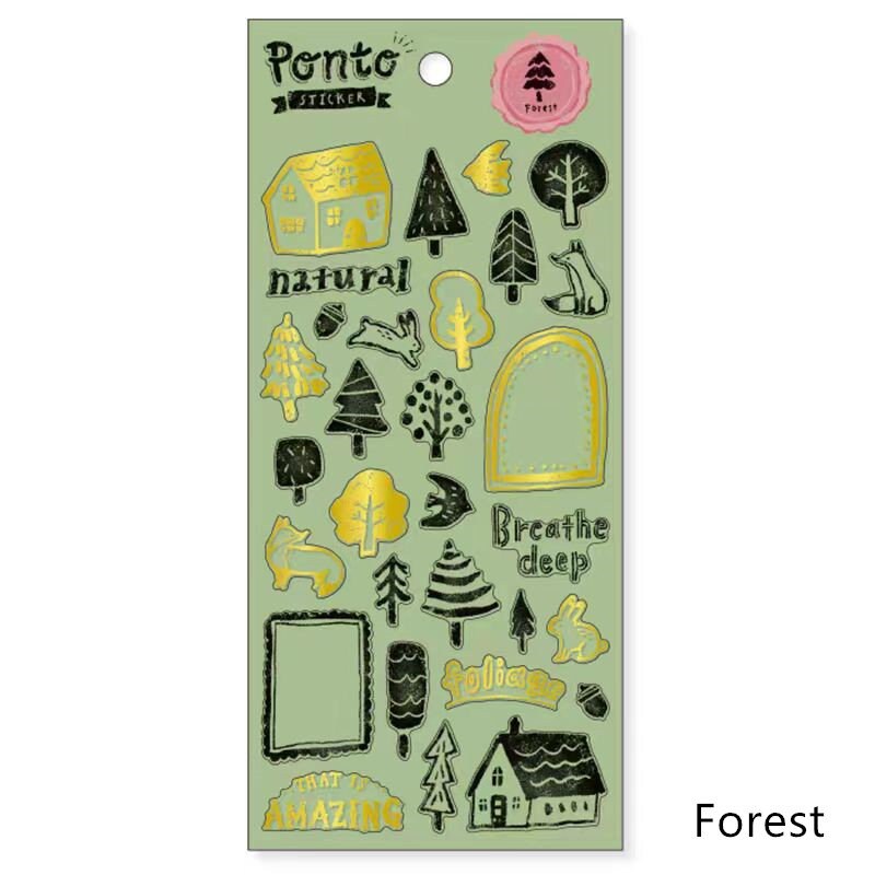 Mind Wave Ponto Japanese Stickers | Gold foil Planner Decorative Stickers | Bujo Junk Journal Collage Scrapbooking Supplies
