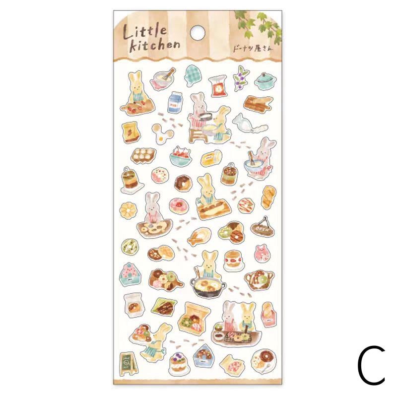 Mind Wave Cute Japanese Stickers | Animal Little Kitchen Cooking Cake Food Decorative Stickers | Planner Journal Collage DIY Bujo Supplies