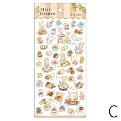Mind Wave Cute Japanese Stickers | Animal Little Kitchen Cooking Cake Food Decorative Stickers | Planner Journal Collage DIY Bujo Supplies
