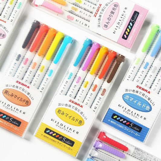 Zebra Mildliner Marker Pens Set  |  Double-Sided Highlighter