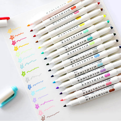 Zebra Mildliner Marker Pens Set  |  Double-Sided Highlighter