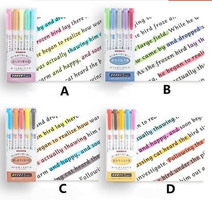 Zebra Mildliner Marker Pens Set  |  Double-Sided Highlighter