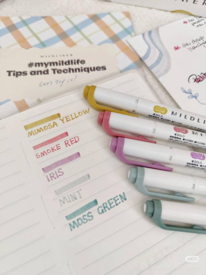 Zebra 2025 New Mildliner Double-Sided Highlighter | Dual Tip Fine Bold | 5 Color Set | Japanese Pens