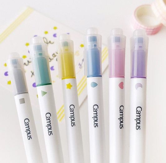 KOKUYO Stamp Line Highlighter | Dual Tip Pen | Marker Pen Set |  Study Supplies