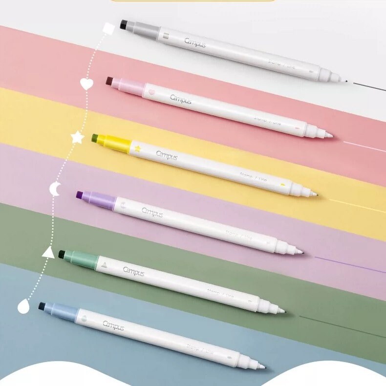 KOKUYO Stamp Line Highlighter | Dual Tip Pen | Marker Pen Set |  Study Supplies