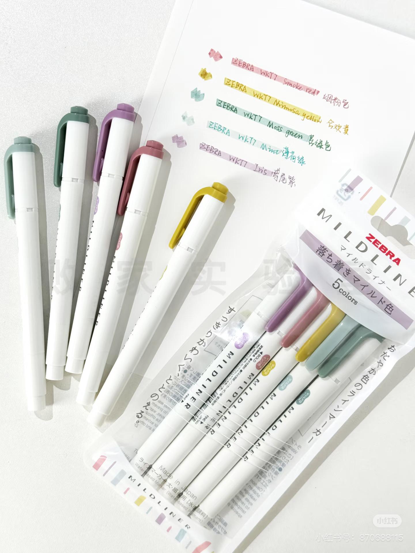 Zebra 2025 New Mildliner Double-Sided Highlighter | Dual Tip Fine Bold | 5 Color Set | Japanese Pens