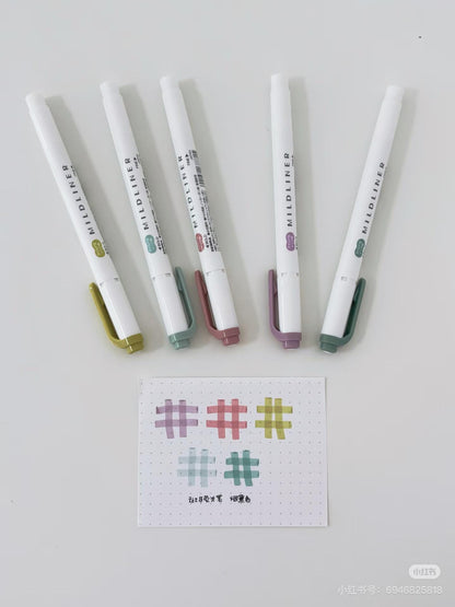 Zebra 2025 New Mildliner Double-Sided Highlighter | Dual Tip Fine Bold | 5 Color Set | Japanese Pens