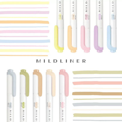 Zebra 2022 New Mildliner Double-Sided Highlighter  | Dual Tip Fine Bold | Gentle Natural Color | Japanese Pens Stationery