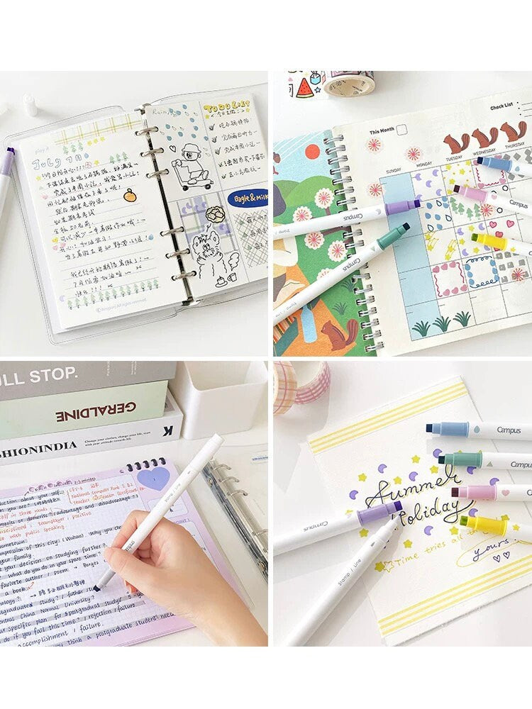 KOKUYO Stamp Line Highlighter | Dual Tip Pen | Marker Pen Set |  Study Supplies