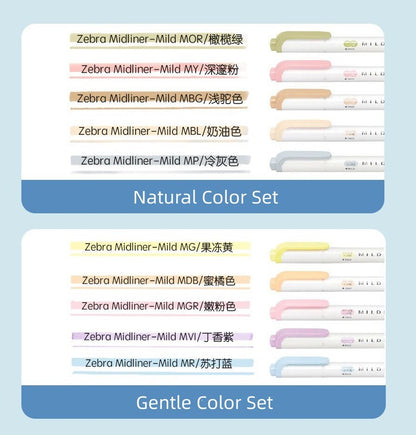 Zebra 2022 New Mildliner Double-Sided Highlighter  | Dual Tip Fine Bold | Gentle Natural Color | Japanese Pens Stationery