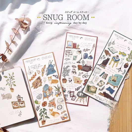 Mind Wave Snug Room Japanese Stickers | Coffee Bread Flower Book Home Decorative Stickers | Cute Planner Journal Collage DIY Supplies