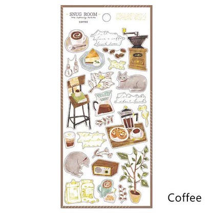 Mind Wave Snug Room Japanese Stickers | Coffee Bread Flower Book Home Decorative Stickers | Cute Planner Journal Collage DIY Supplies