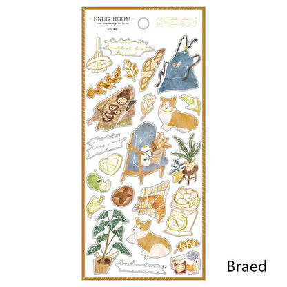 Mind Wave Snug Room Japanese Stickers | Coffee Bread Flower Book Home Decorative Stickers | Cute Planner Journal Collage DIY Supplies