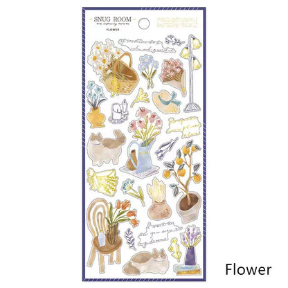 Mind Wave Snug Room Japanese Stickers | Coffee Bread Flower Book Home Decorative Stickers | Cute Planner Journal Collage DIY Supplies