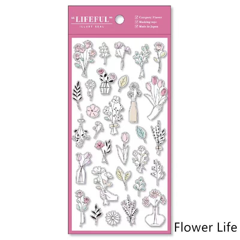 Mind Wave Lifefu Japanesel Stickers | Travel Flower Coffee Study Room Cosme Decorative Stickers | Junk Journal Collage Scrapbooking Supplies