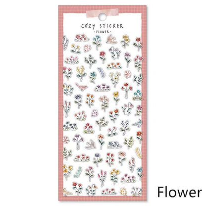 Mind Wave Cozy Washi Stickers | Japanese Stickers Stationery | Flower Coffee People Animal Life Decorative Stickers | Planner DIY Supplies