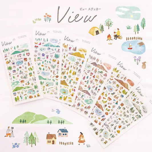 Mind Wave Mini Scenery Japanese Stickers | Plant Camp Travel Study Shopping  Decorative Stickers | Planner Journal Collage DIY  Supplies