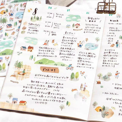 Mind Wave Mini Scenery Japanese Stickers | Plant Camp Travel Study Shopping  Decorative Stickers | Planner Journal Collage DIY  Supplies
