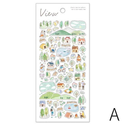 Mind Wave Mini Scenery Japanese Stickers | Plant Camp Travel Study Shopping  Decorative Stickers | Planner Journal Collage DIY  Supplies