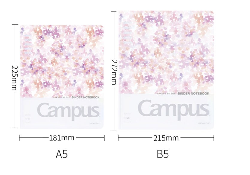 KOKUYO Watercolor Campus Binder Notebook | 8 Holes | B5 A5 | Smart Ring Binder  | Study Supplies | Japanese Notebook