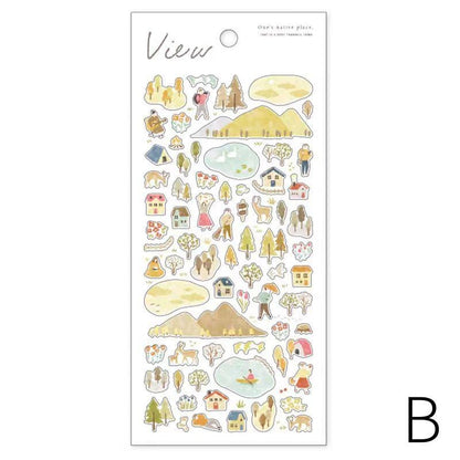 Mind Wave Mini Scenery Japanese Stickers | Plant Camp Travel Study Shopping  Decorative Stickers | Planner Journal Collage DIY  Supplies