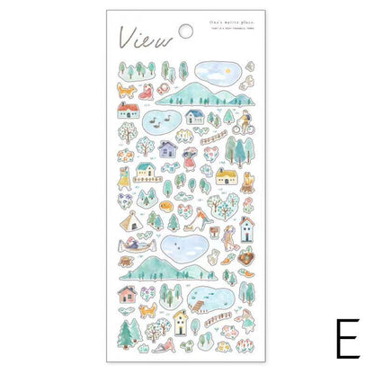 Mind Wave Mini Scenery Japanese Stickers | Plant Camp Travel Study Shopping  Decorative Stickers | Planner Journal Collage DIY  Supplies