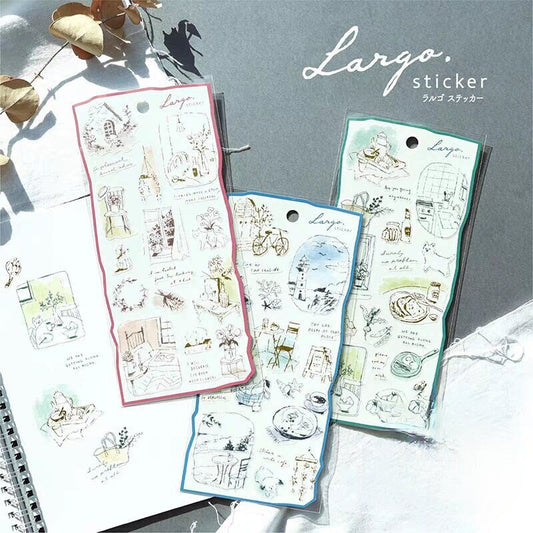 Mind Wave Japanese Handdrawn Stickers | Japanese Stickers Stationery | Life Coffee Planner Decorative Stickers | Journal Collage Supplies