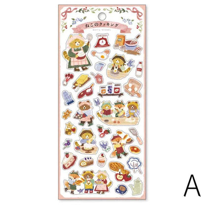 Mind Wave Cute Animal Japanese Stickers | Bear Rabbit Cat Wolf Fox Dog Decorative Stickers | Planner Journal Collage DIY Bujo Supplies