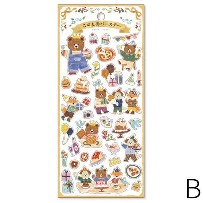 Mind Wave Cute Animal Japanese Stickers | Bear Rabbit Cat Wolf Fox Dog Decorative Stickers | Planner Journal Collage DIY Bujo Supplies
