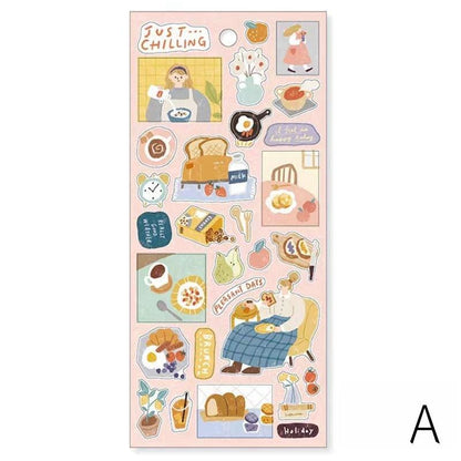 Mind Wave Cute Life Food Japanese Stickers | Coffee Bread Dessert Dinner Life  Decorative Stickers | Planner Journal Collage DIY  Supplies