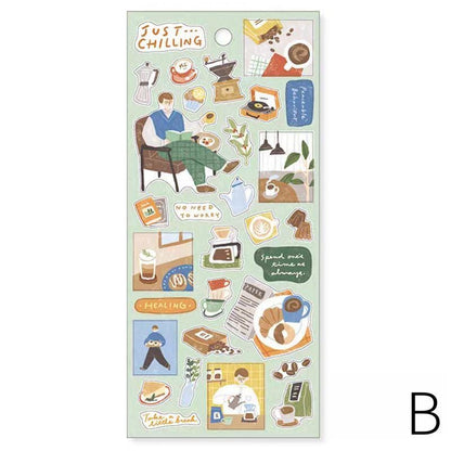 Mind Wave Cute Life Food Japanese Stickers | Coffee Bread Dessert Dinner Life  Decorative Stickers | Planner Journal Collage DIY  Supplies