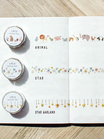 Mind Wave Cozy Series Decorative Janpanese Washi Tape | Die-cut Tape | Flower Animal Star | Collage Planner Journal Scrapbooking Supplies