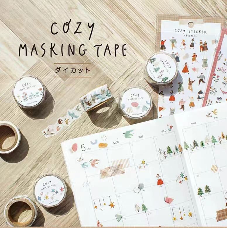 Mind Wave Cozy Series Decorative Janpanese Washi Tape | Die-cut Tape | Flower Animal Star | Collage Planner Journal Scrapbooking Supplies