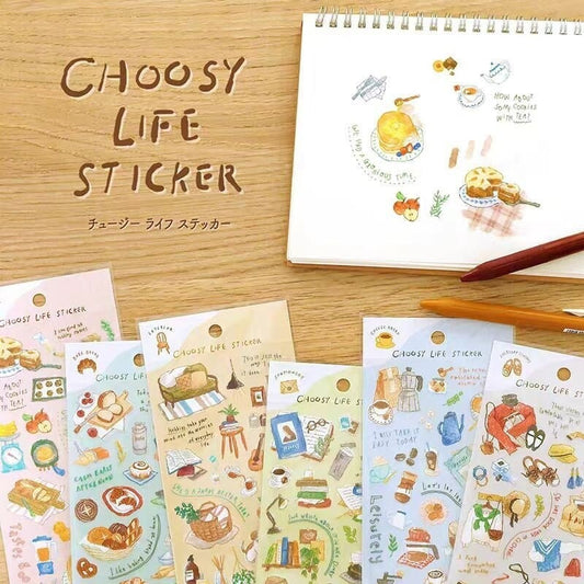 Mind Wave Chooosy Life Japanese Stickers | Coffee Bake Bread Cake Stationery Decorative Stickers | Planner Journal Collage DIY Bujo Supplies