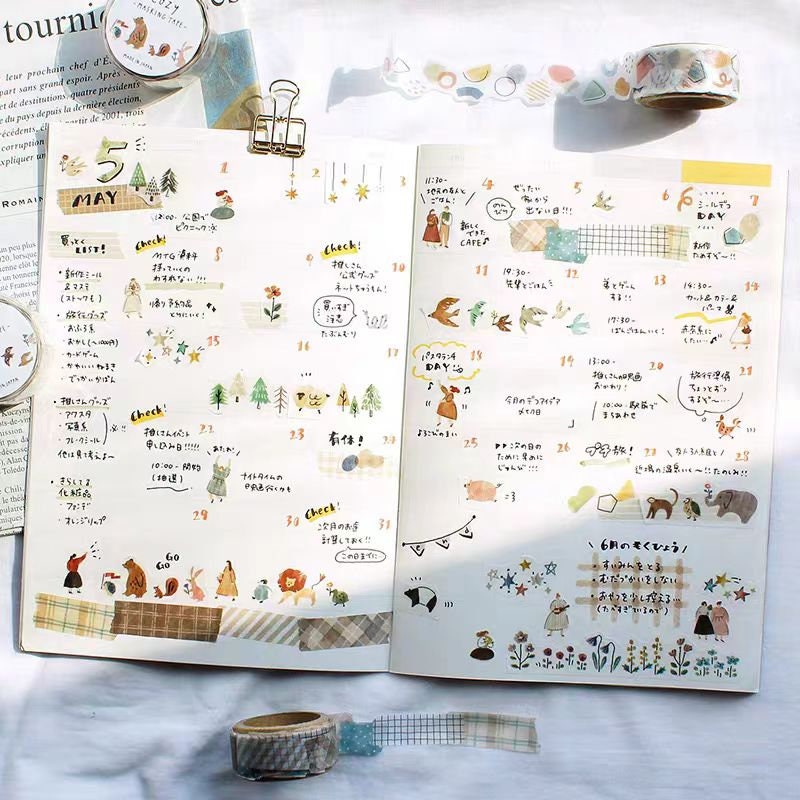 Mind Wave Cozy Series Decorative Janpanese Washi Tape | Die-cut Tape | Flower Animal Star | Collage Planner Journal Scrapbooking Supplies